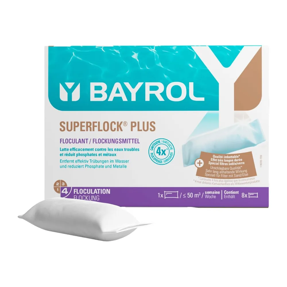 BAYROL Superflock Plus 1 kg - Floculant Piscine pour Filtre à Sable/Verre - Formule avec
