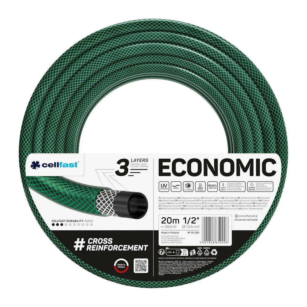 Cellfast Economic Tuyau d'arrosage, Vert 1/2" 20 m