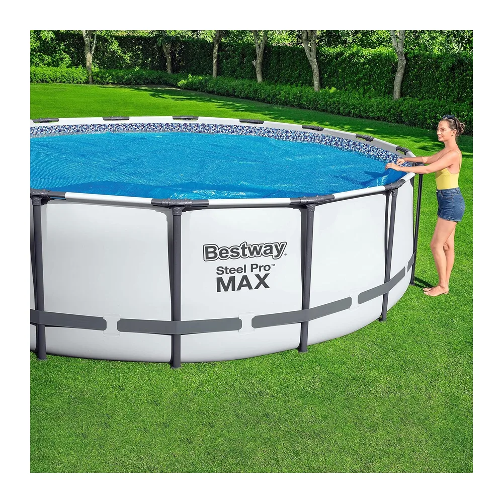 Bestway 58242 Bâche Solaire diamètre 356 cm Piscine Hors Sol Ronde diamètre 366 cm Bleu