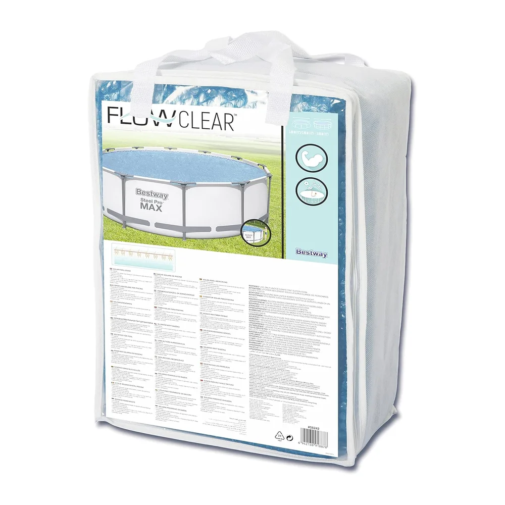 Bestway 58242 Bâche Solaire diamètre 356 cm Piscine Hors Sol Ronde diamètre 366 cm Bleu