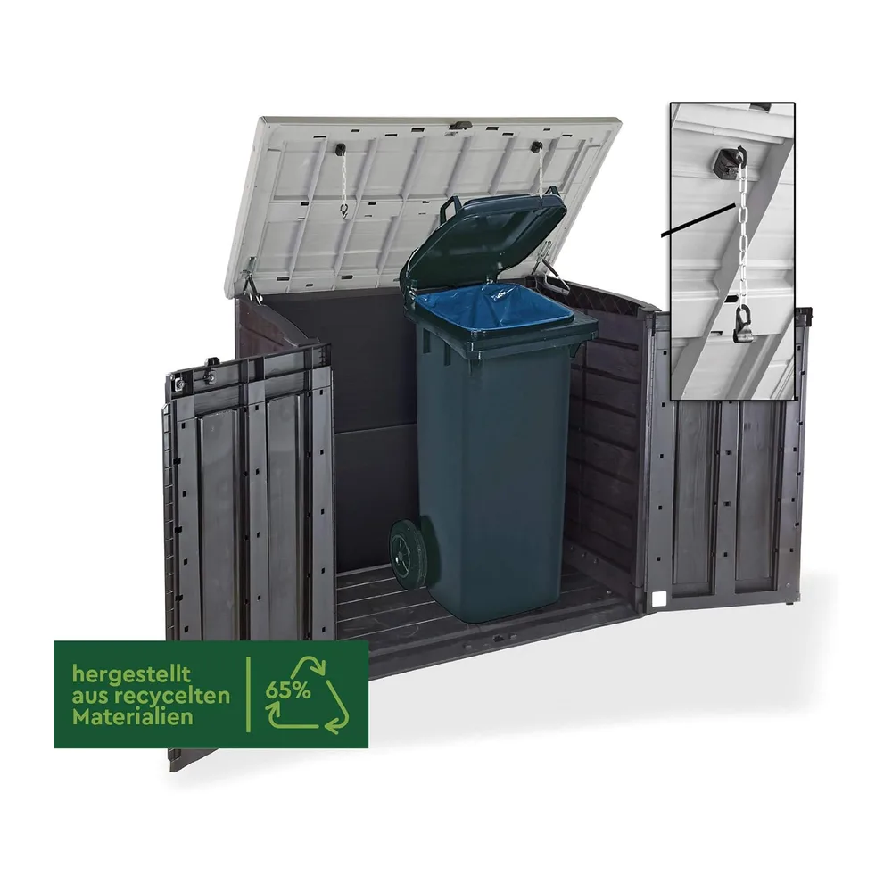 KETER Coffre de rangement extérieur en résine 1200 litres Noir et gris Range Poubelles ou