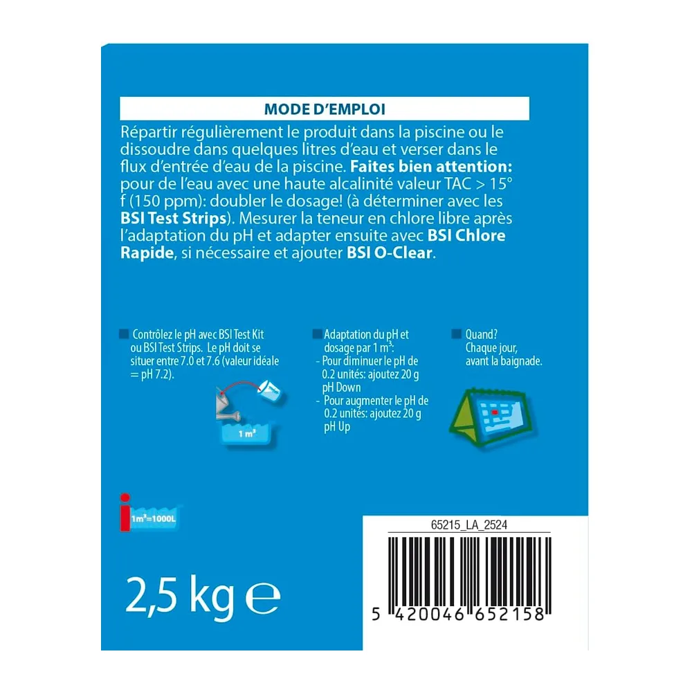 BSI - ph moins - Poudre - Pour diminuer et stabiliser le pH de la piscine ou du spa - pH