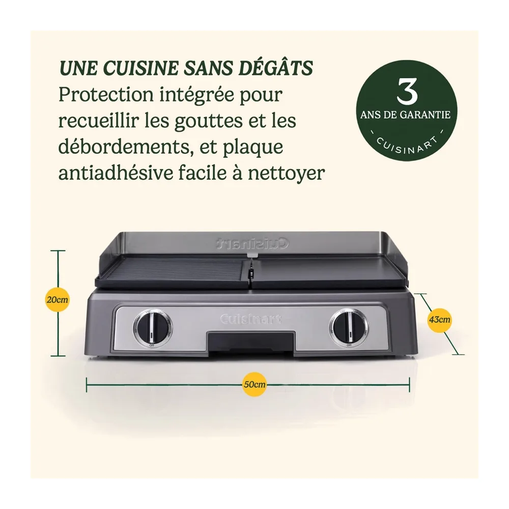 Cuisinart Plancha Entertaining Gril Double Face- Grande Plancha Electrique, Plaque de