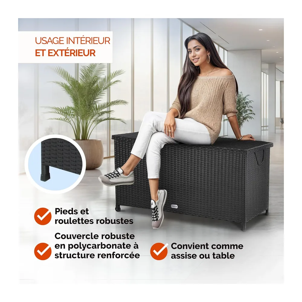 Casaria Coffre de jardin XXL Noir