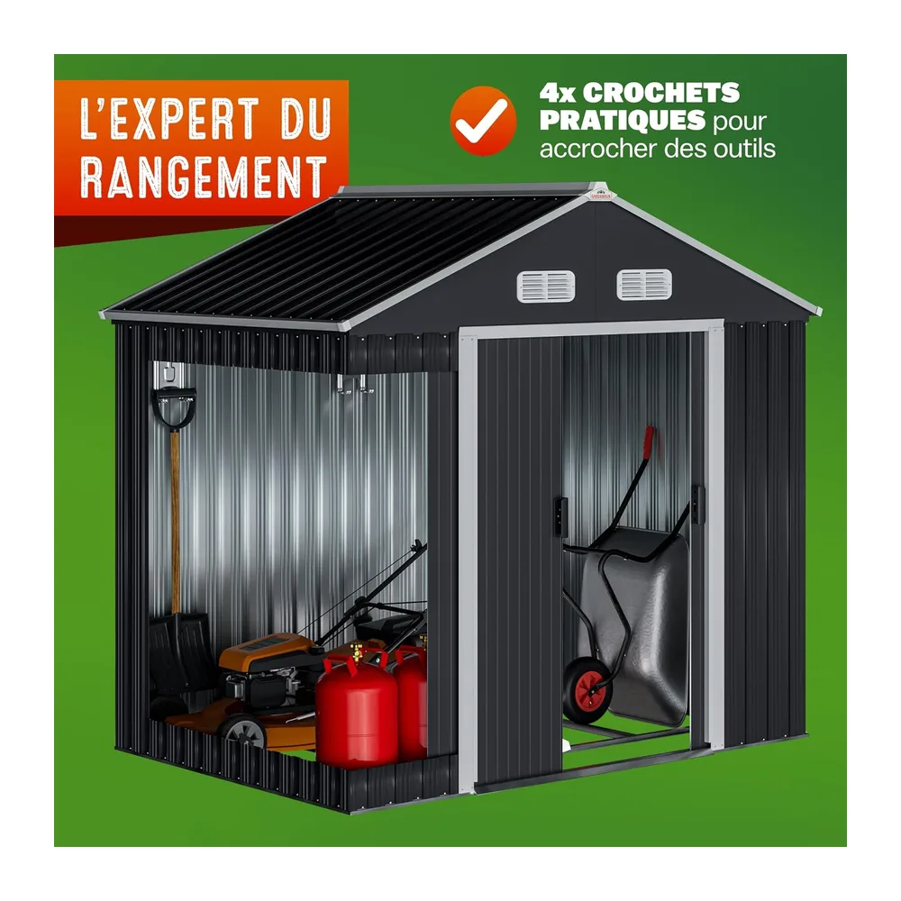 GARDEBRUK Abri de Jardin métal XL Anthracite