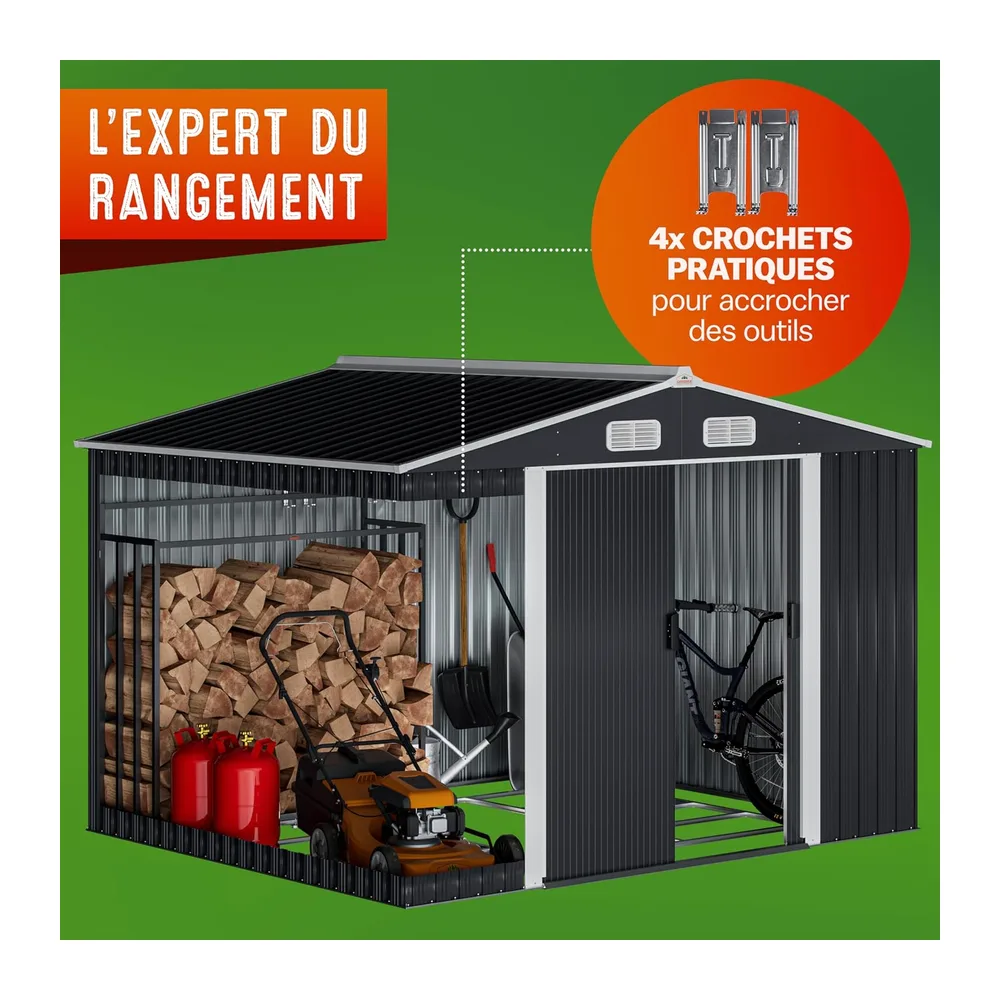 GARDEBRUK Abri de Jardin métal XXL Anthracite