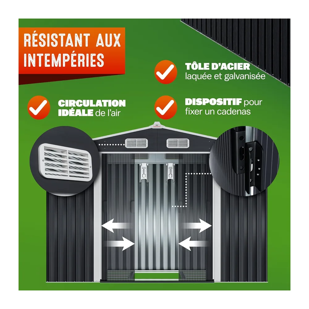 GARDEBRUK Abri de Jardin métal XXL Anthracite
