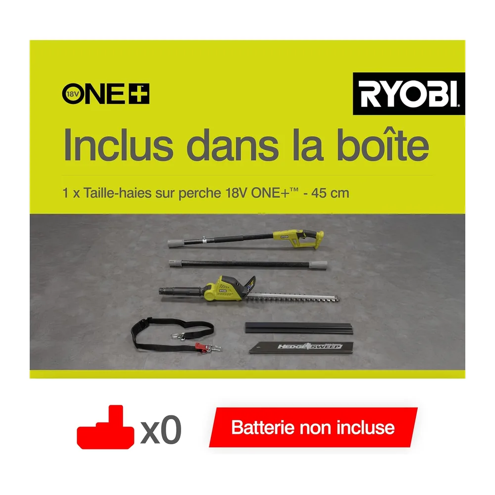 RYOBI - Taille-Haies sur Perche 18 Volts One+™ + Extension (sans Batterie) - OPT1845