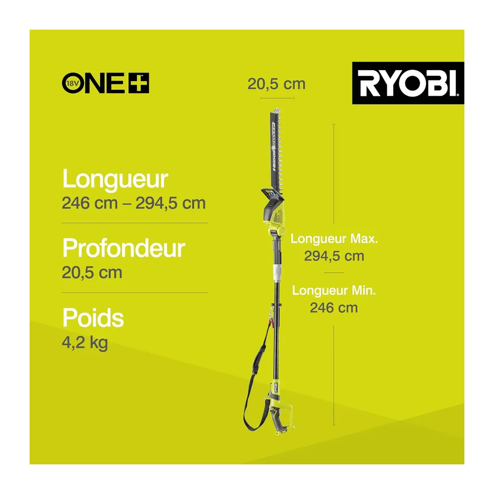 RYOBI - Taille-Haies sur Perche 18 Volts One+™ + Extension (sans Batterie) - OPT1845