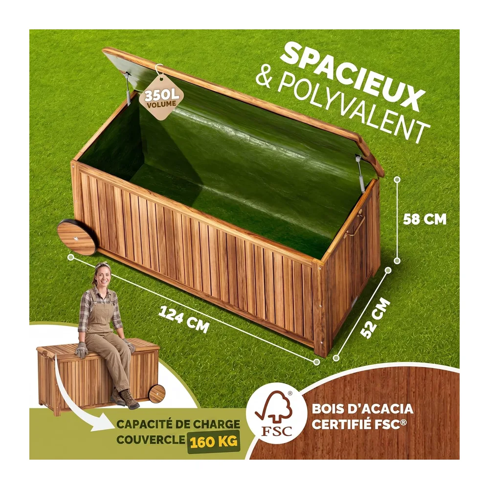 Casaria Coffre de Rangement en Bois 350 L