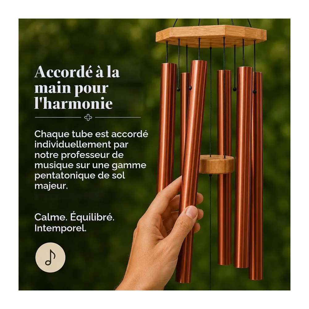UpBlend Outdoors Carillon éolien pour extérieur – Carillon éolien Rouge cuivré de 73,7 cm pour l'extérieur, Carillon à V