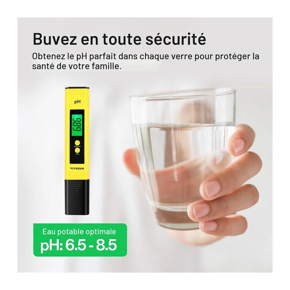 VIVOSUN pH Mètre Numérique, Testeur pH Mètre de Type Stylo Haute Précision 0,01 pH pour Culture Hydroponique, PH Mètre N