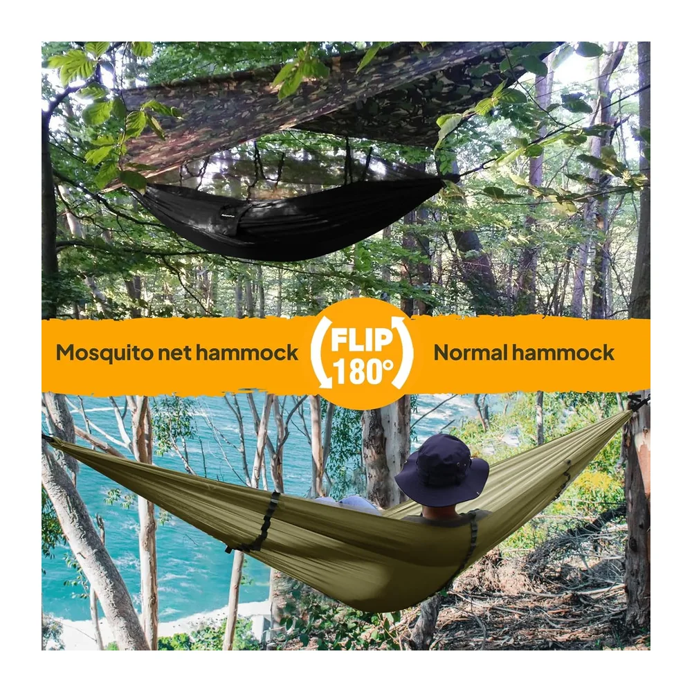NatureFun Hamac ultra-léger de voyage Camping | 300 kg Capacité de charge,(275 x 140 cm) respirante, nylon à parachute à