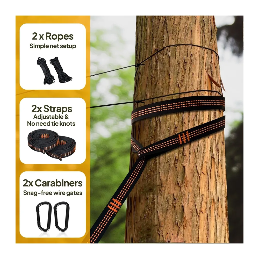 NatureFun Hamac ultra-léger de voyage Camping | 300 kg Capacité de charge,(275 x 140 cm) respirante, nylon à parachute à