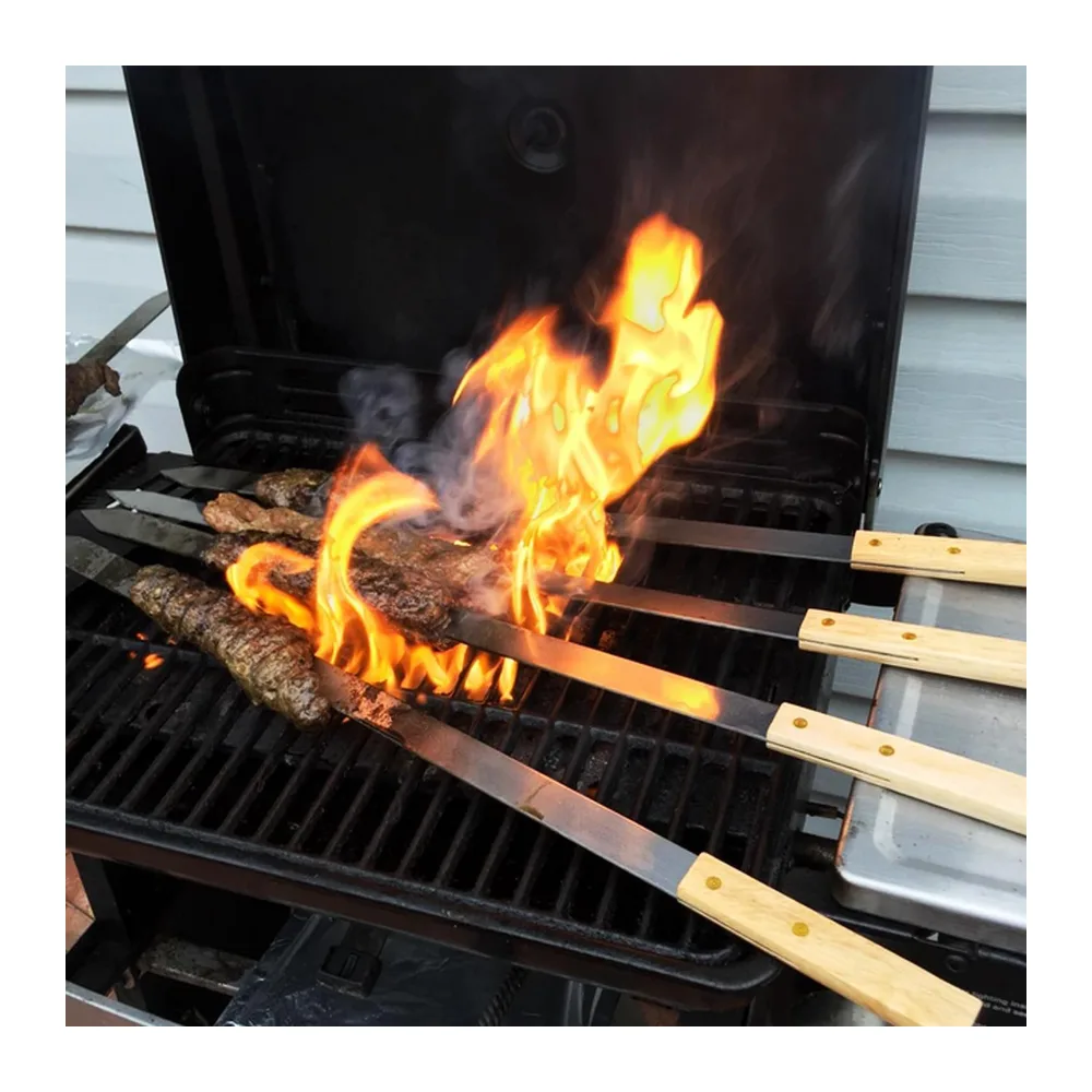 Goutime Brochettes de Barbecue 60 cm Extra Longues en Acier Inoxydable
