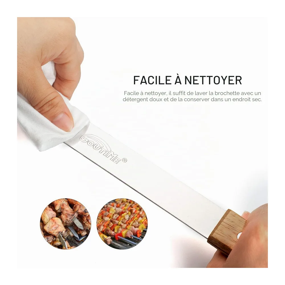 Goutime Brochettes de Barbecue 60 cm Extra Longues en Acier Inoxydable
