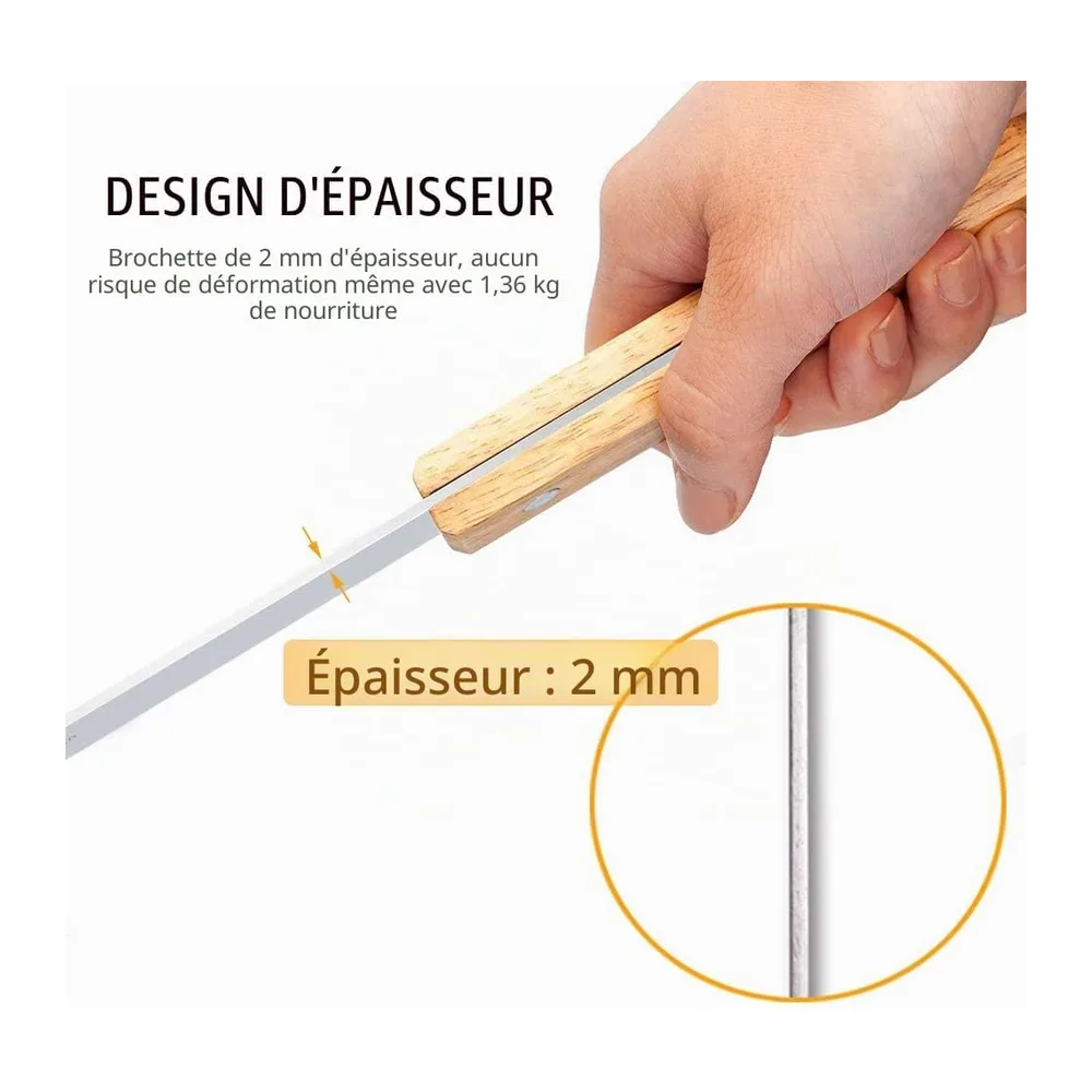 Goutime Brochettes de Barbecue 60 cm Extra Longues en Acier Inoxydable