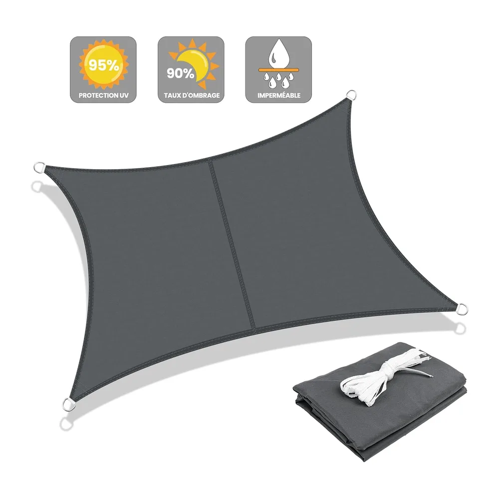 LOVE STORY Voile d'ombrage Rectangulaire 3x4m,avec 95% UV pour Extérieur