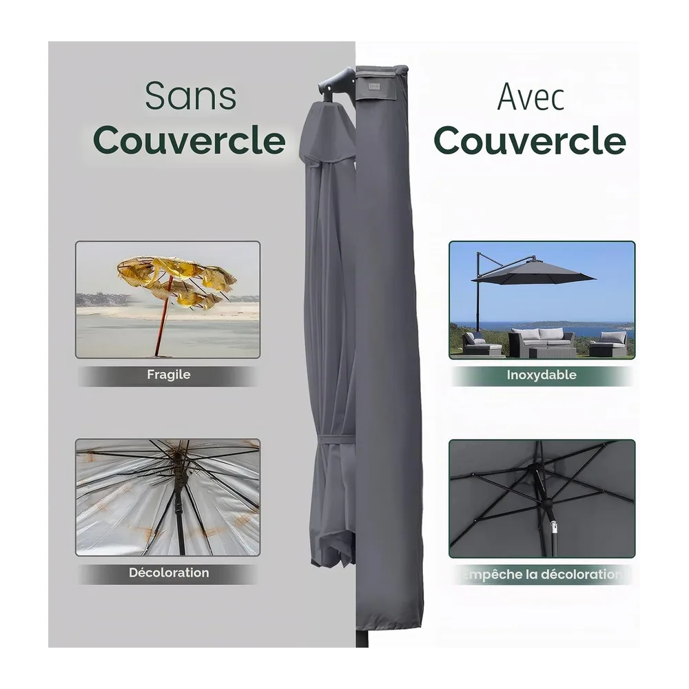 Sekey Housse Parasol Deporte Ultra-Résistante 260x65cm, Tissu Oxford 600D Imperméable Anti-UV avec Tige de Montage et Ae