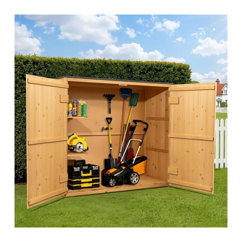 Wiltec Abri de Jardin – 1360 x 580 x 1270 mm – en Bois Verni – avec Toit revêtu par PVC