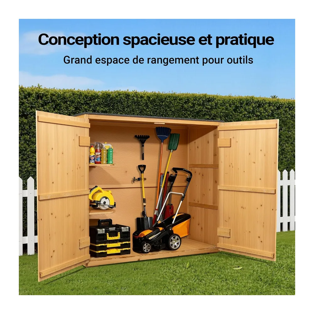 Wiltec Abri de Jardin – 1360 x 580 x 1270 mm – en Bois Verni – avec Toit revêtu par PVC