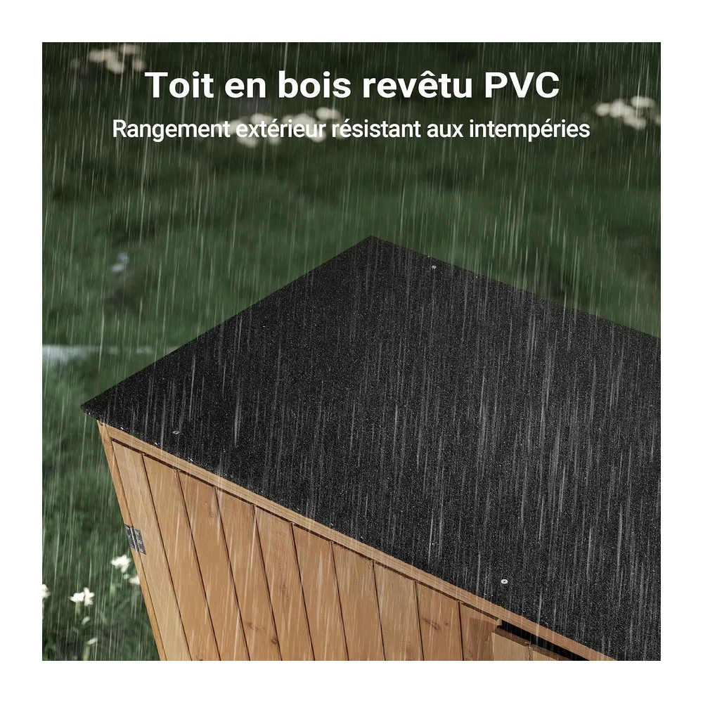 Wiltec Abri de Jardin – 1360 x 580 x 1270 mm – en Bois Verni – avec Toit revêtu par PVC