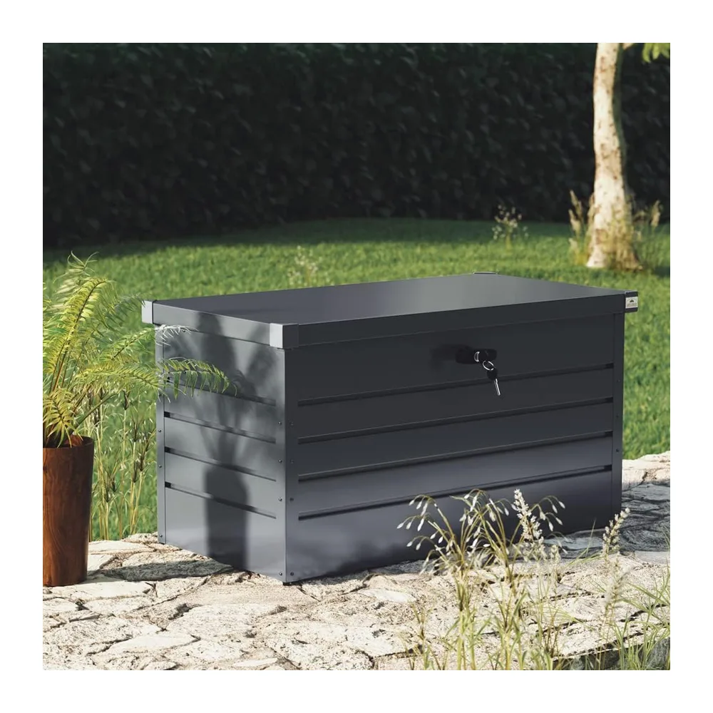 Gardebruk Coffre de rangement en Métal 385L Anthracite avec Vérin à gaz