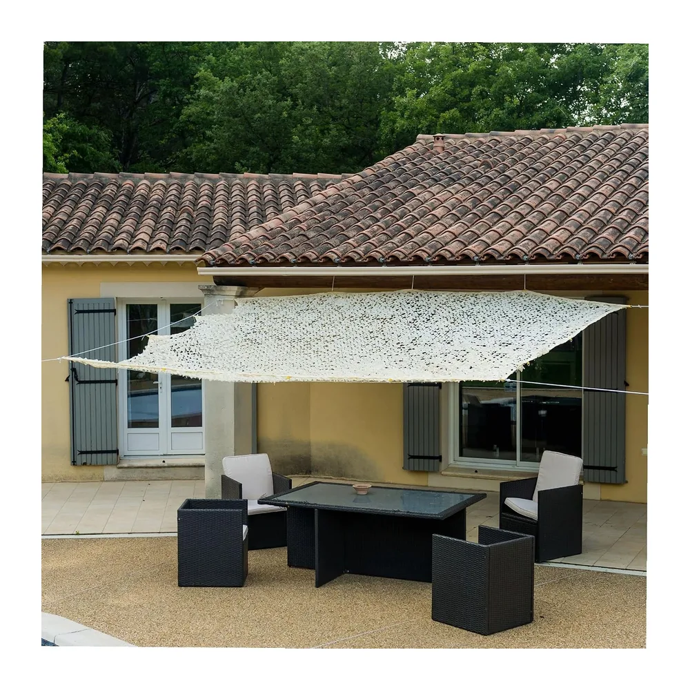 WERKA PRO Toile d'Ombrage Ajourée Beige 120 g/m² 3 x 4m - Protection Anti UV - 4 Crochets