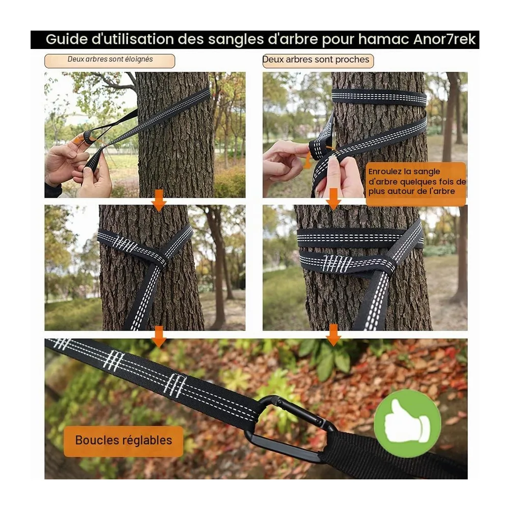AnorTrek Camping Hammock, hamac de Voyage en Nylon Super léger et Portable avec Deux Sangles d'arbre, pour Le Camping, l