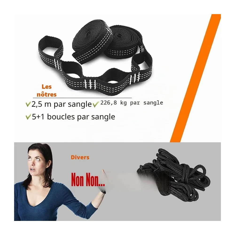 AnorTrek Camping Hammock, hamac de Voyage en Nylon Super léger et Portable avec Deux Sangles d'arbre, pour Le Camping, l
