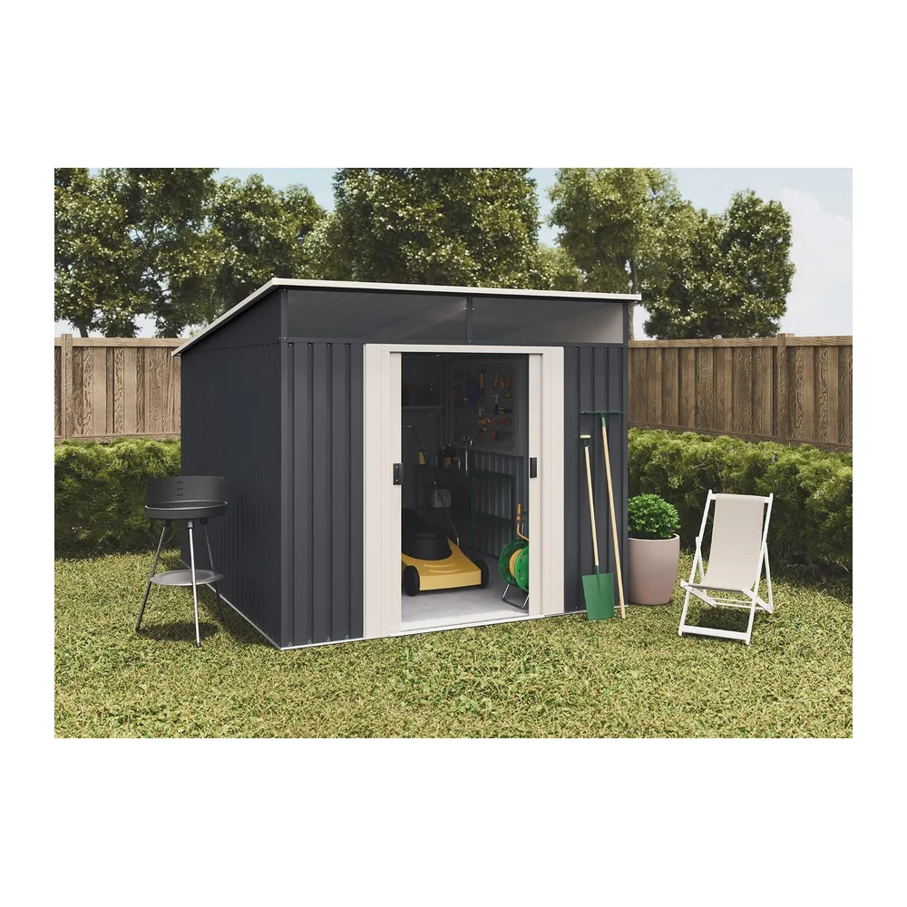 Wasabi - Abri de Jardin Métal 6,6m2 Stark avec fenêtre - Porte coulissante Double - Toit