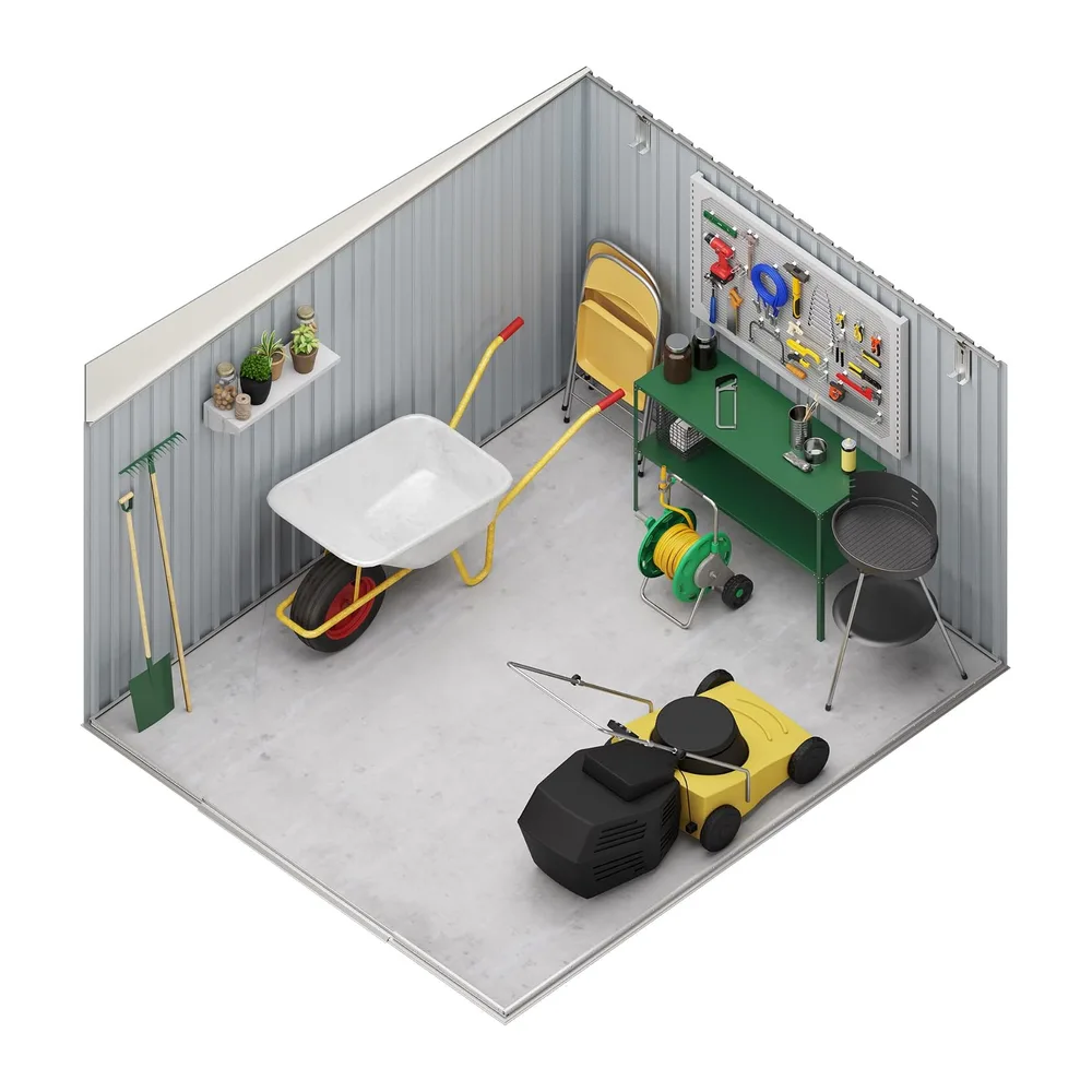 Wasabi - Abri de Jardin Métal 6,6m2 Stark avec fenêtre - Porte coulissante Double - Toit