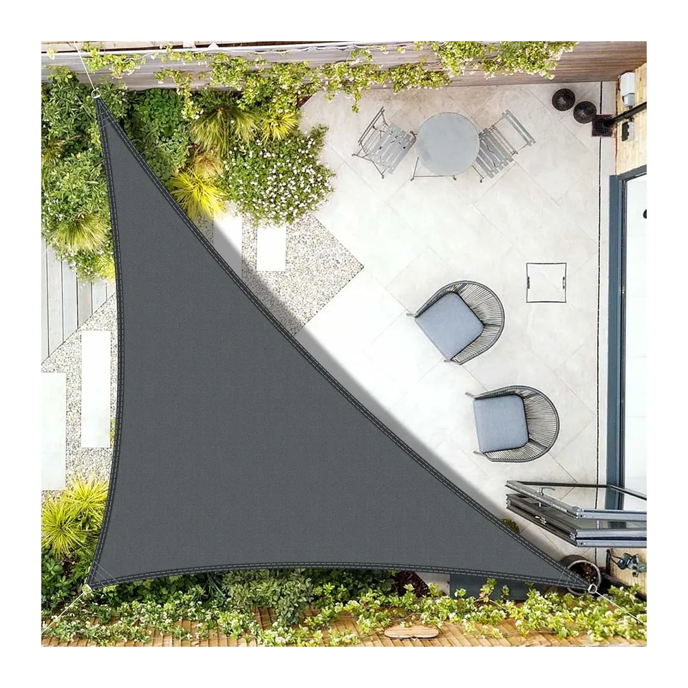 AXT SHADE Voile d'ombrage Imperméable Triangulaire 4x4x5,65m Toile Ombrage UV Protection pour Terrasse Jardin Extérieur-Gris Anthracite