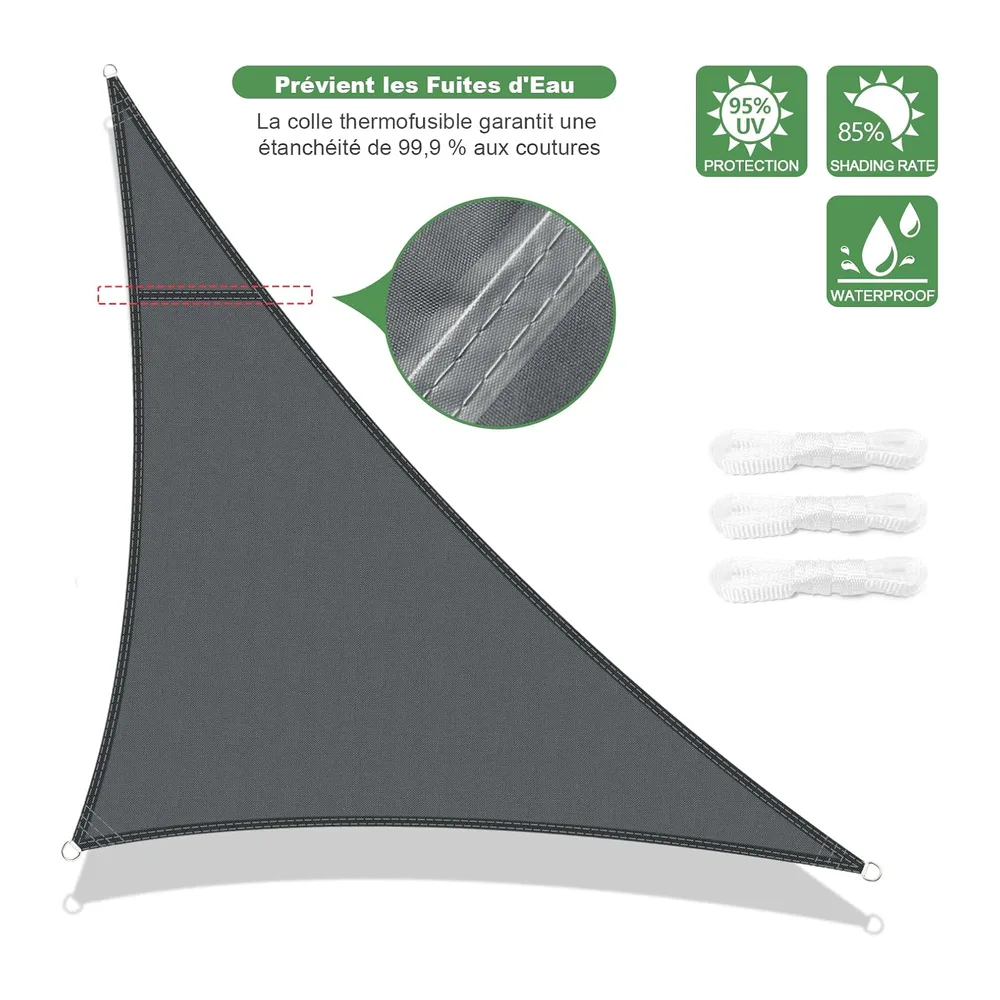AXT SHADE Voile d'ombrage Imperméable Triangulaire 4x4x5,65m Toile Ombrage UV Protection pour Terrasse Jardin Extérieur-