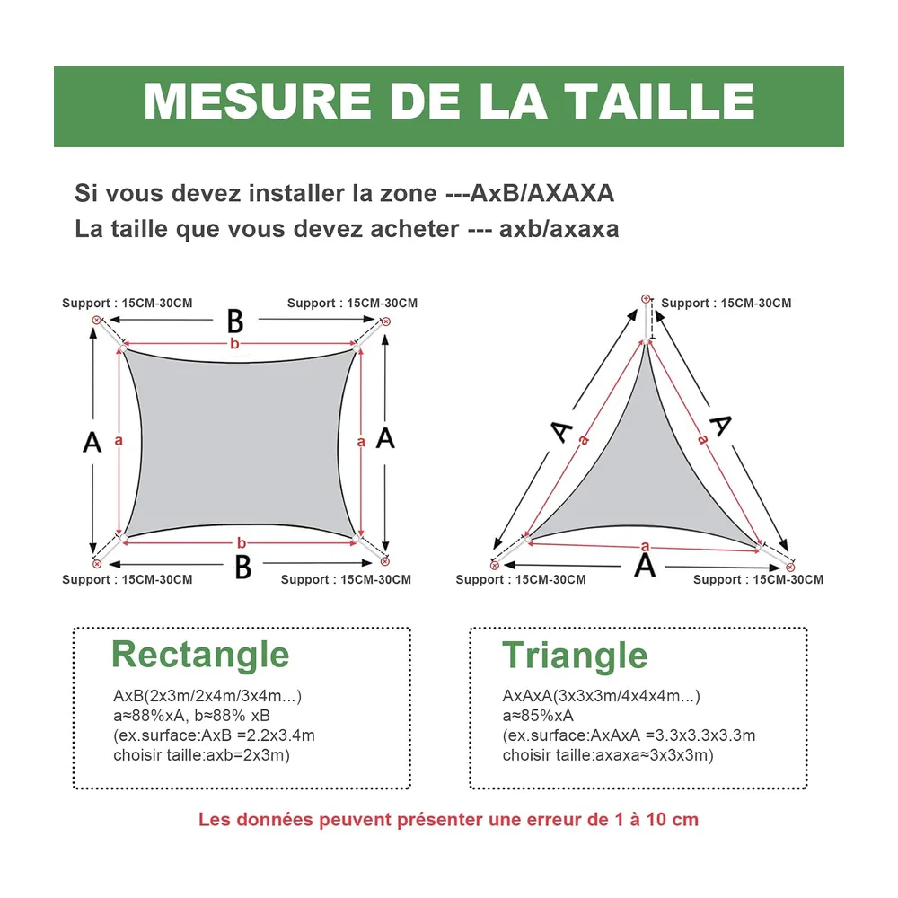 AXT SHADE Voile d'ombrage Imperméable Triangulaire 4x4x5,65m Toile Ombrage UV Protection pour Terrasse Jardin Extérieur-