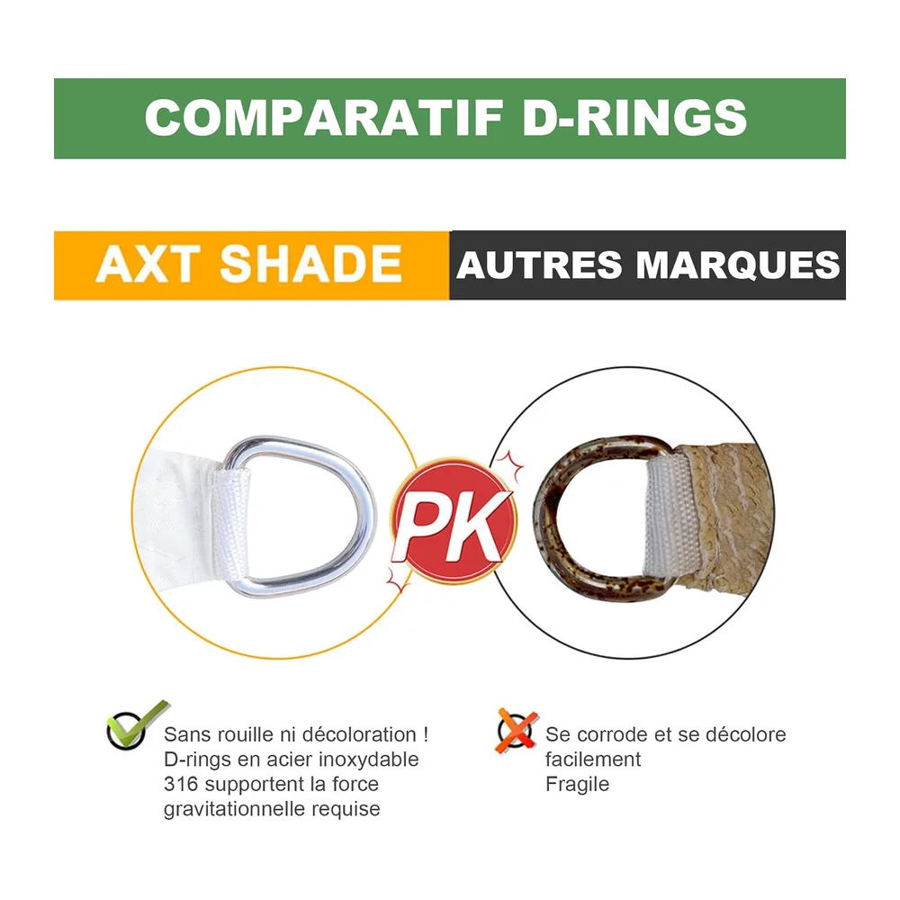 AXT SHADE Voile d'ombrage Imperméable Triangulaire 4x4x5,65m Toile Ombrage UV Protection pour Terrasse Jardin Extérieur-