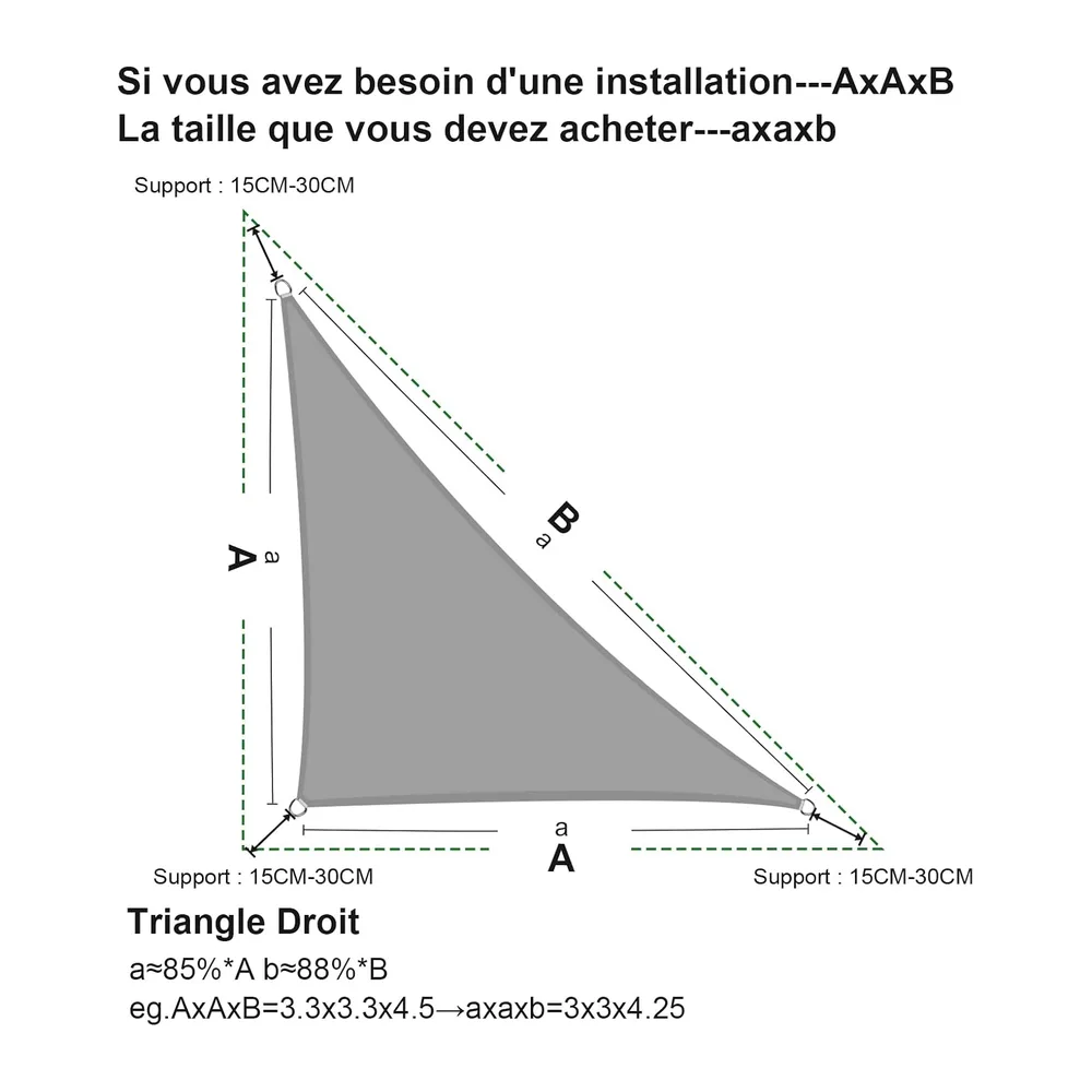 SUNNY GUARD Voile d'ombrage Triangulaire 3x3x4.25m Imperméable Toile Ombrage UV