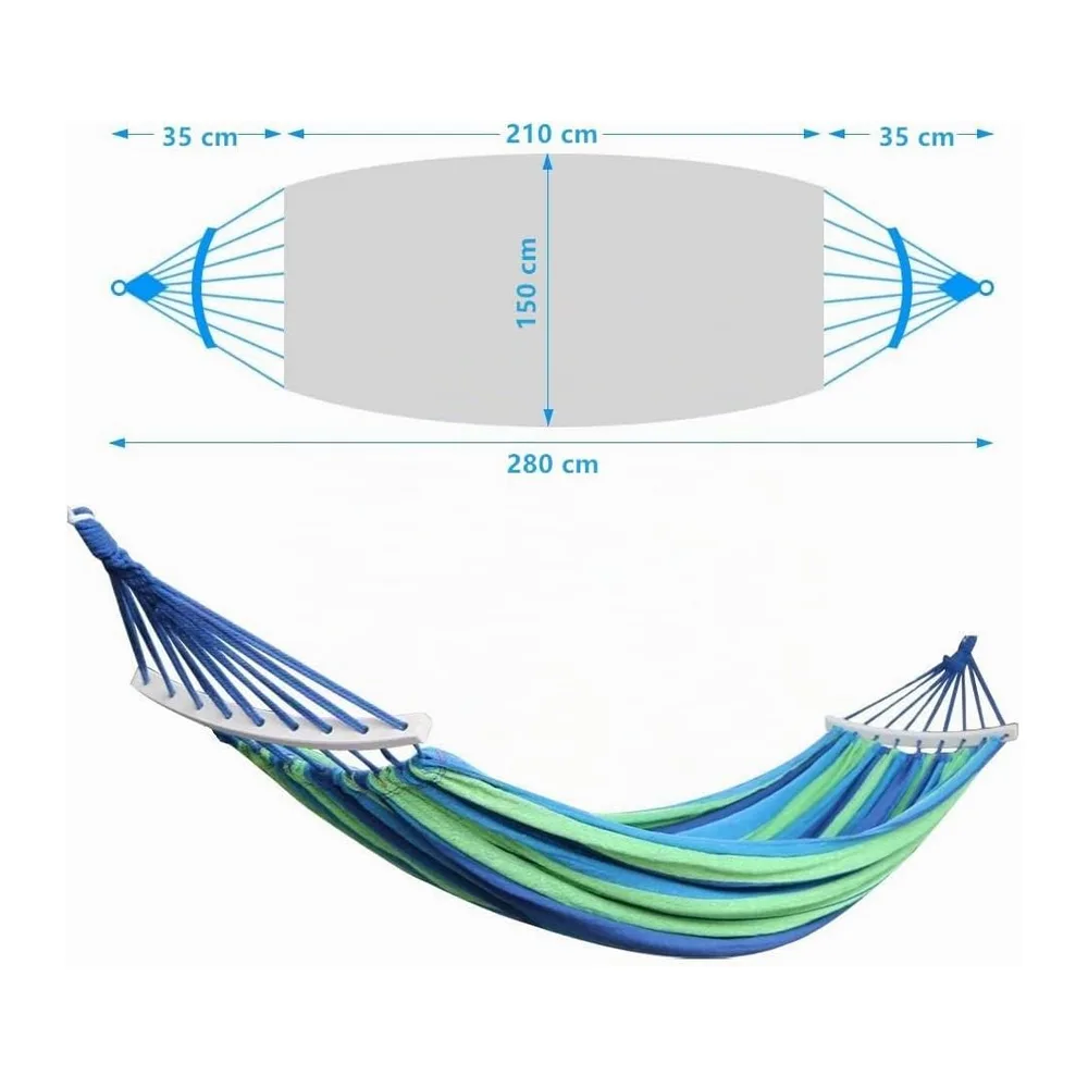 Hamac Double à Barres Capacité de Charge Statique 300 kg 280 x 150 cm Couleurs