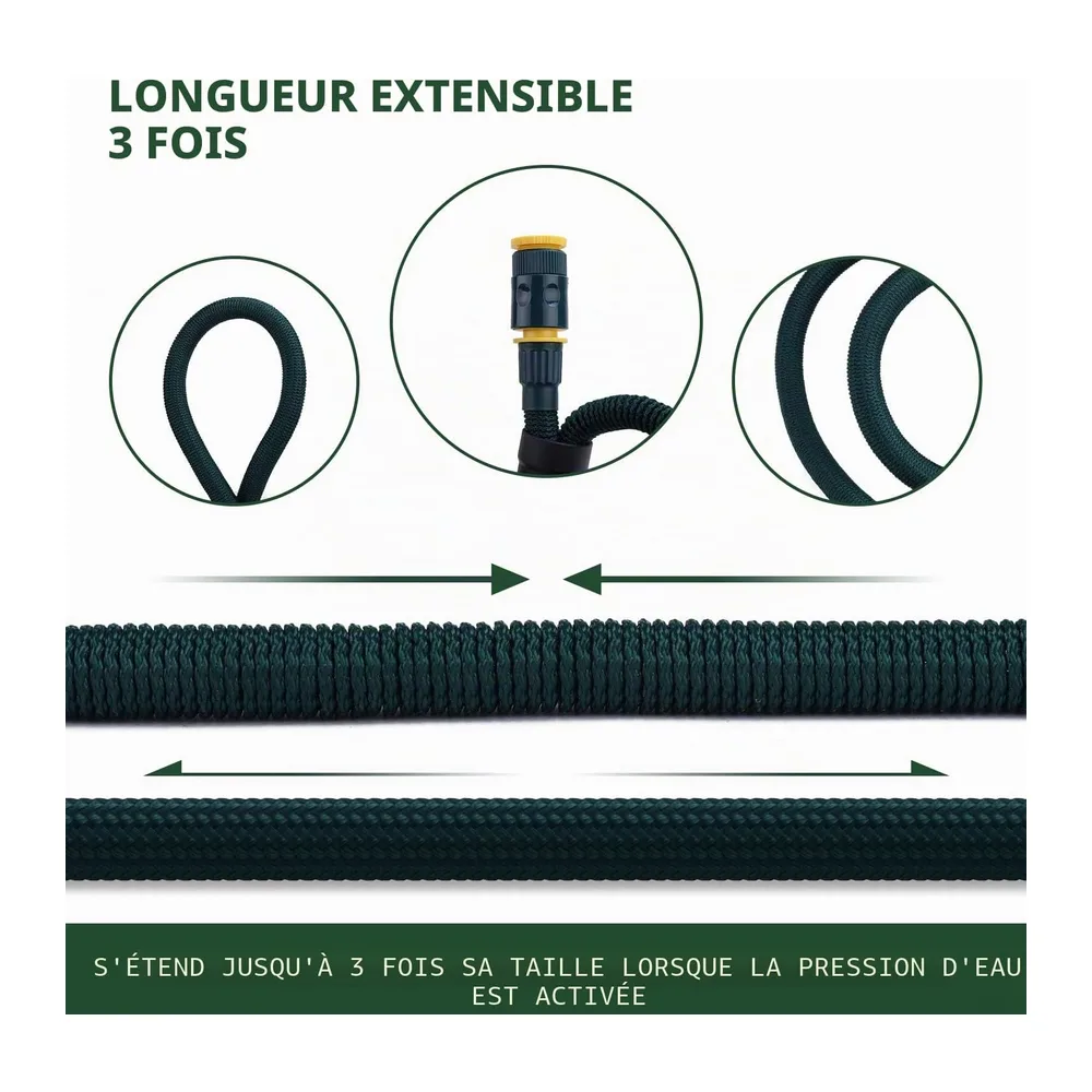 HERZO Tuyau d'arrosage Extensible Tuyau magique expansible flexible avec pistolet
