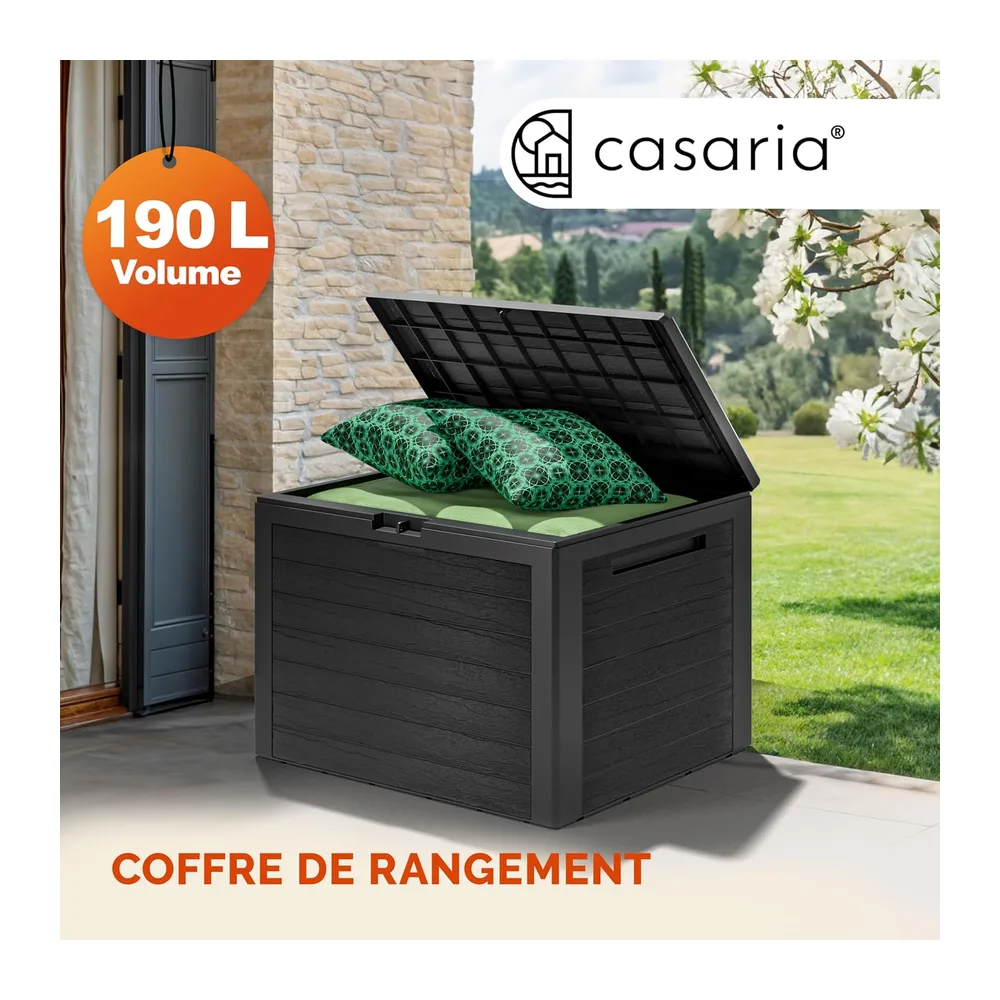 Casaria Coffre de Jardin Exterieur 190 L Anthracite