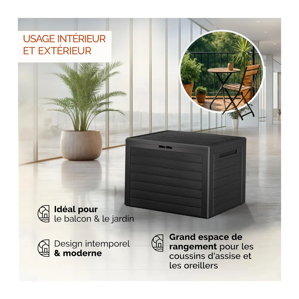 Casaria Coffre de Jardin Exterieur 190 L Anthracite