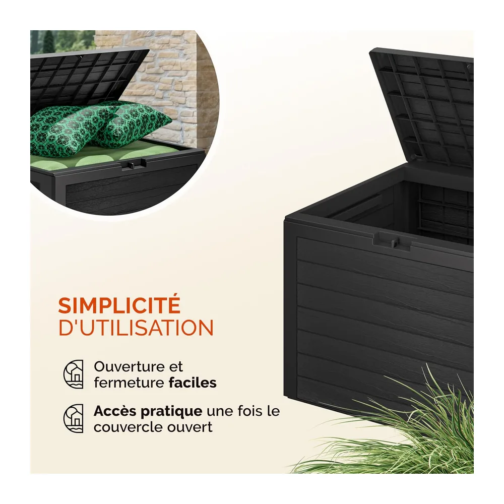 Casaria Coffre de Jardin Exterieur 190 L Anthracite