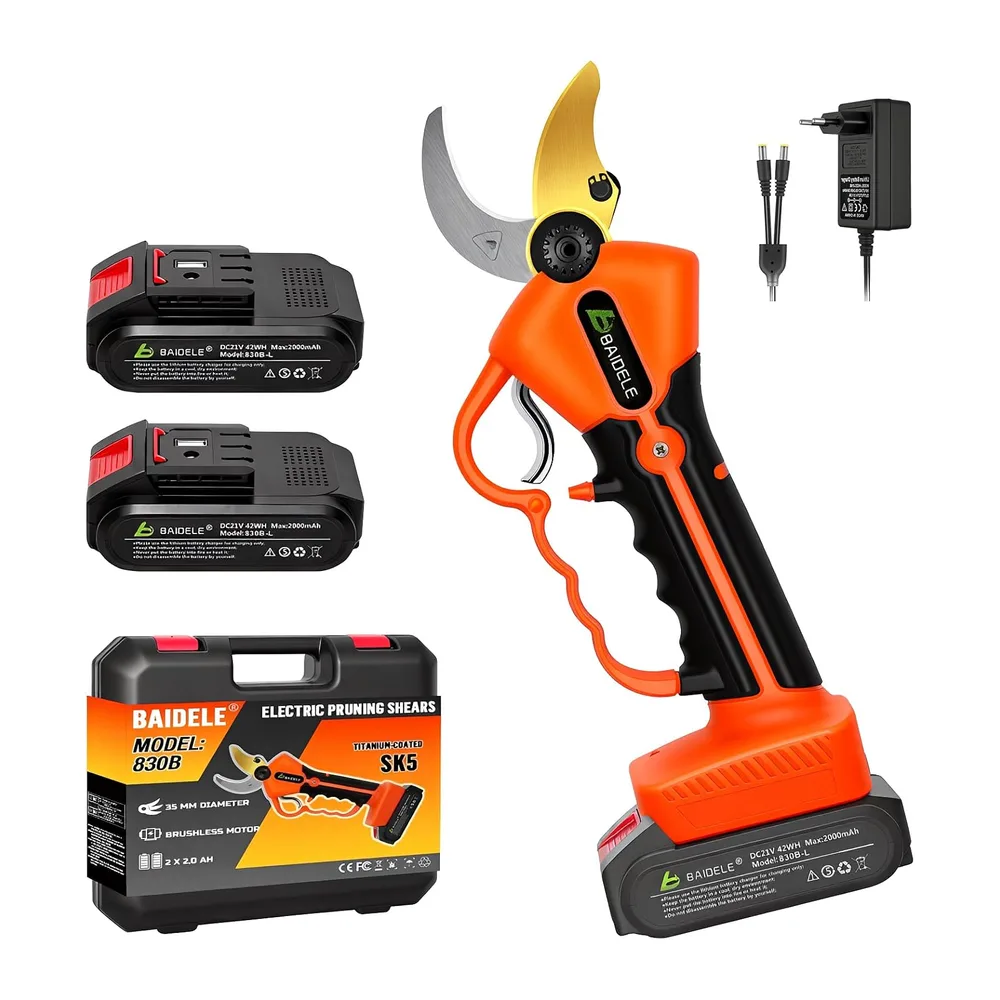 Secateur Electrique Sans Fil 50MM, Alimenté Par 2 Batteries de 2,0 AH