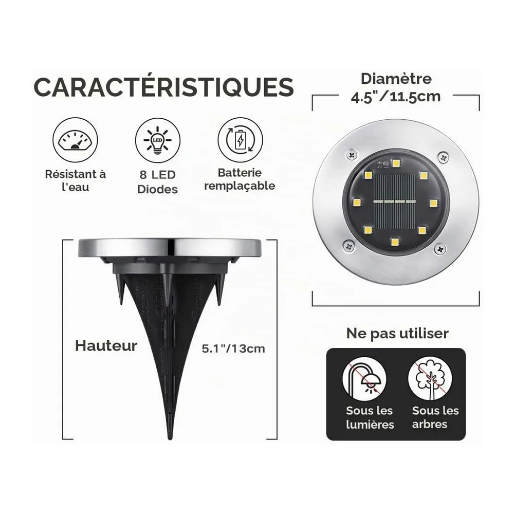 Joomer Lumière Solaire Extérieur 12 Pièces Lampe Solaire Au Sol Blanc Chaud [Classe énergétique A]