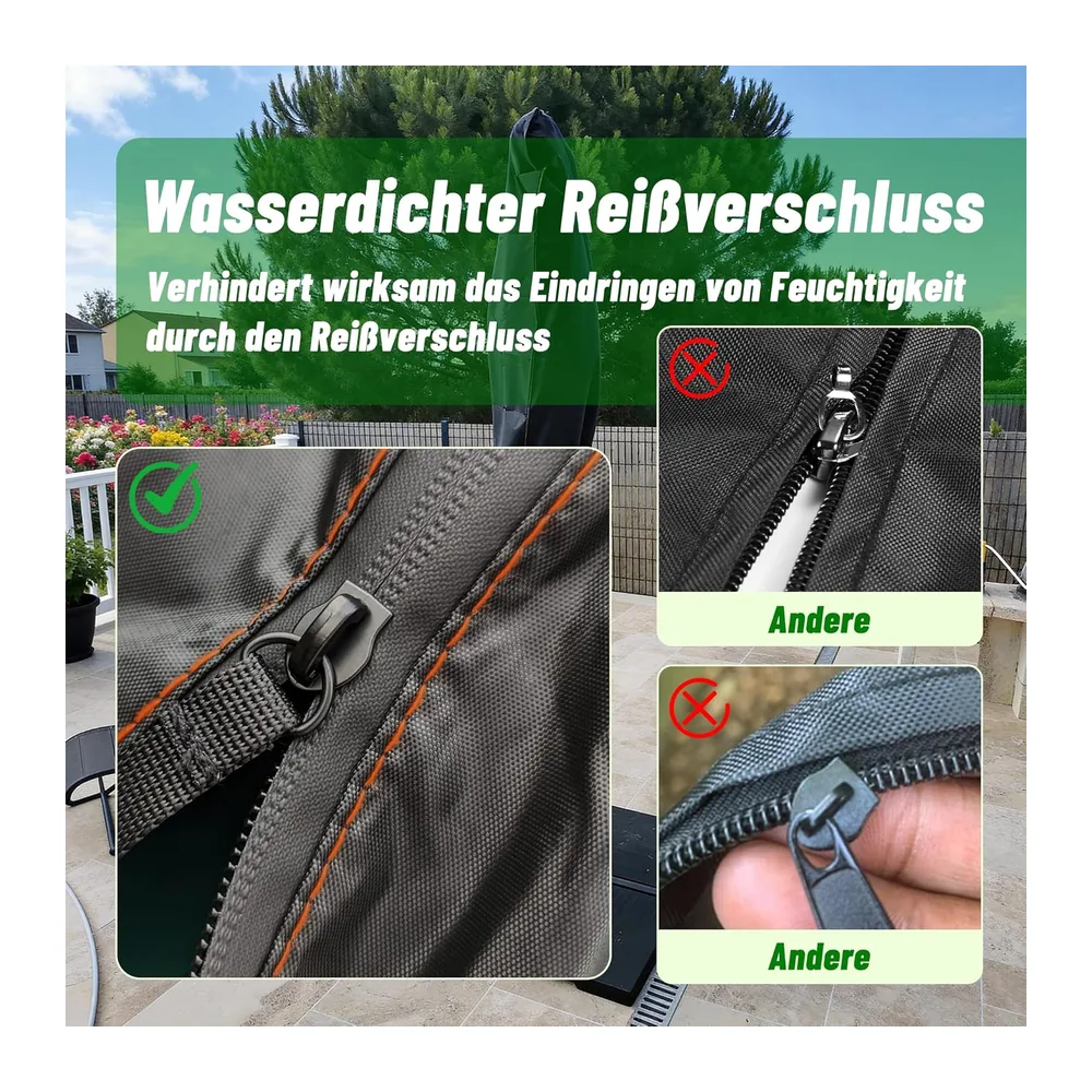 Housse Parasol Déporté en Tissu Oxford 420D imperméable avec Fermeture éclair - 2,7 m à