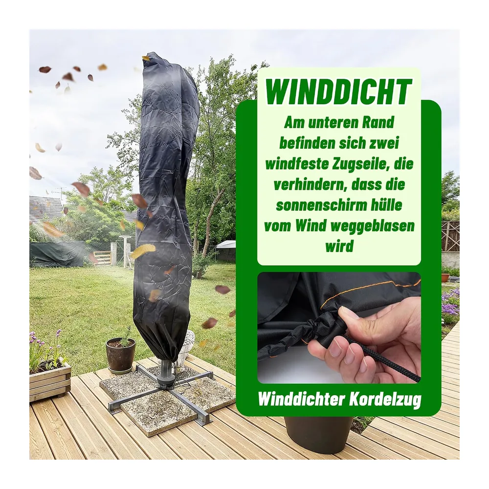Housse Parasol Déporté en Tissu Oxford 420D imperméable avec Fermeture éclair - 2,7 m à