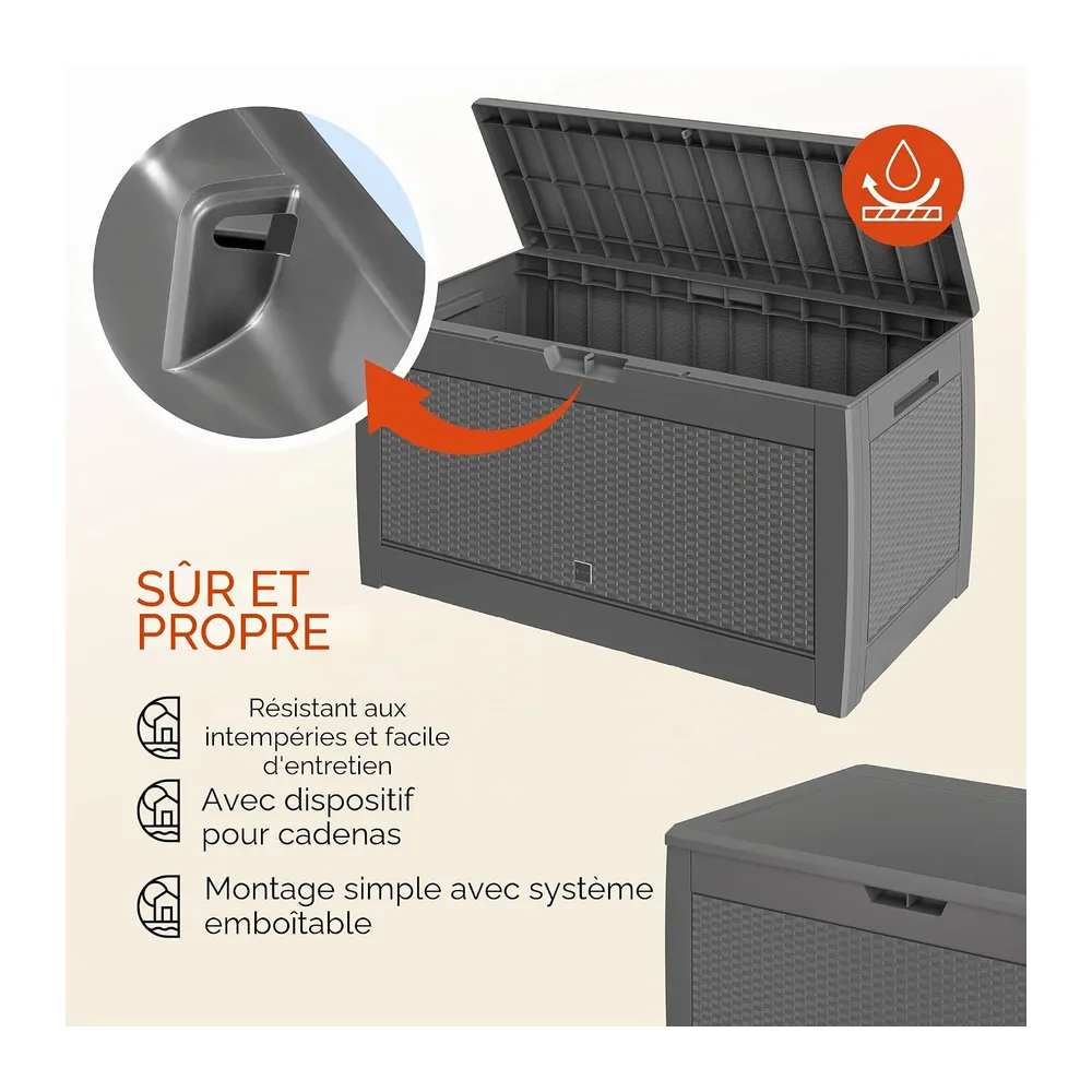 Casaria Coffre de Rangement Gris 310 L