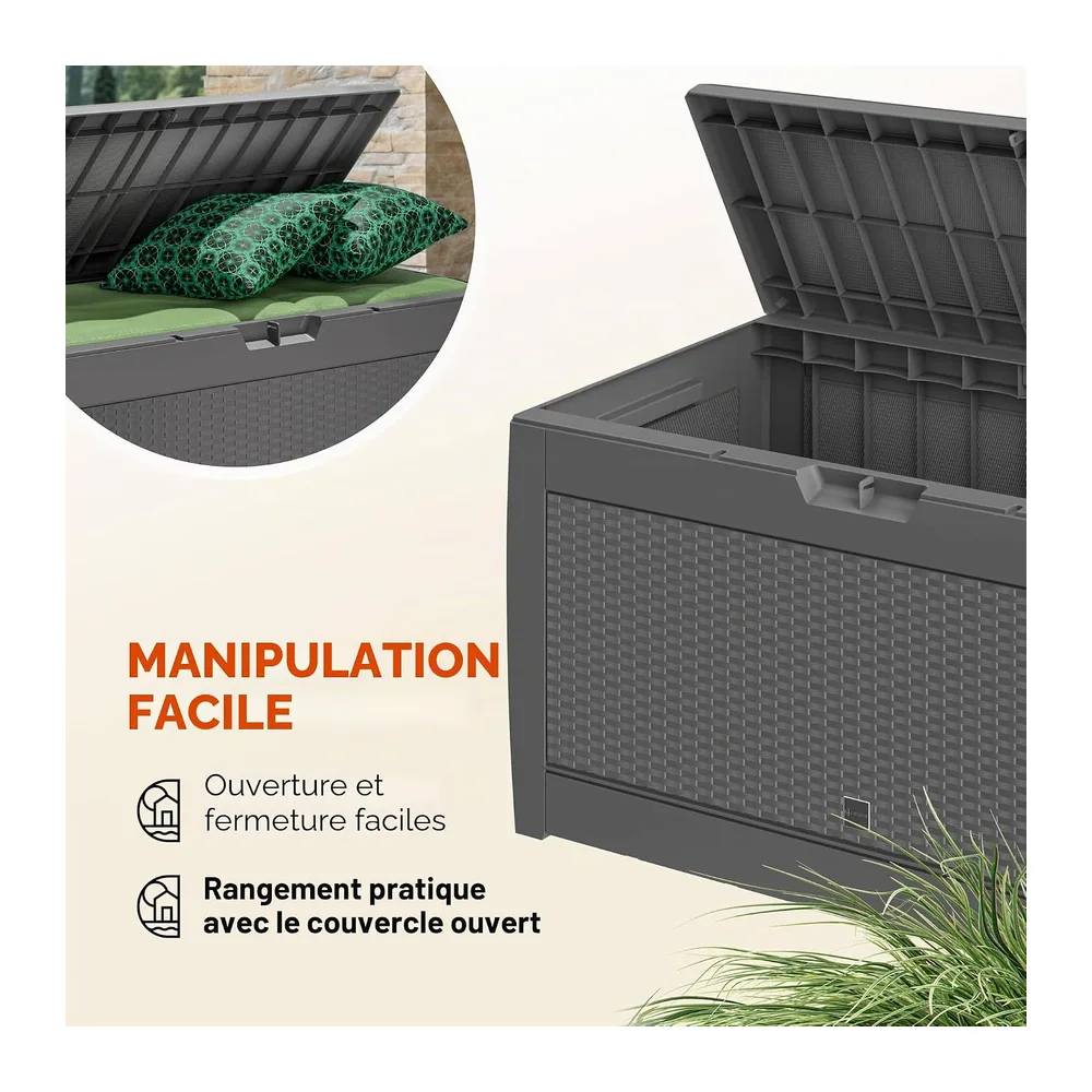 Casaria Coffre de Rangement Gris 310 L