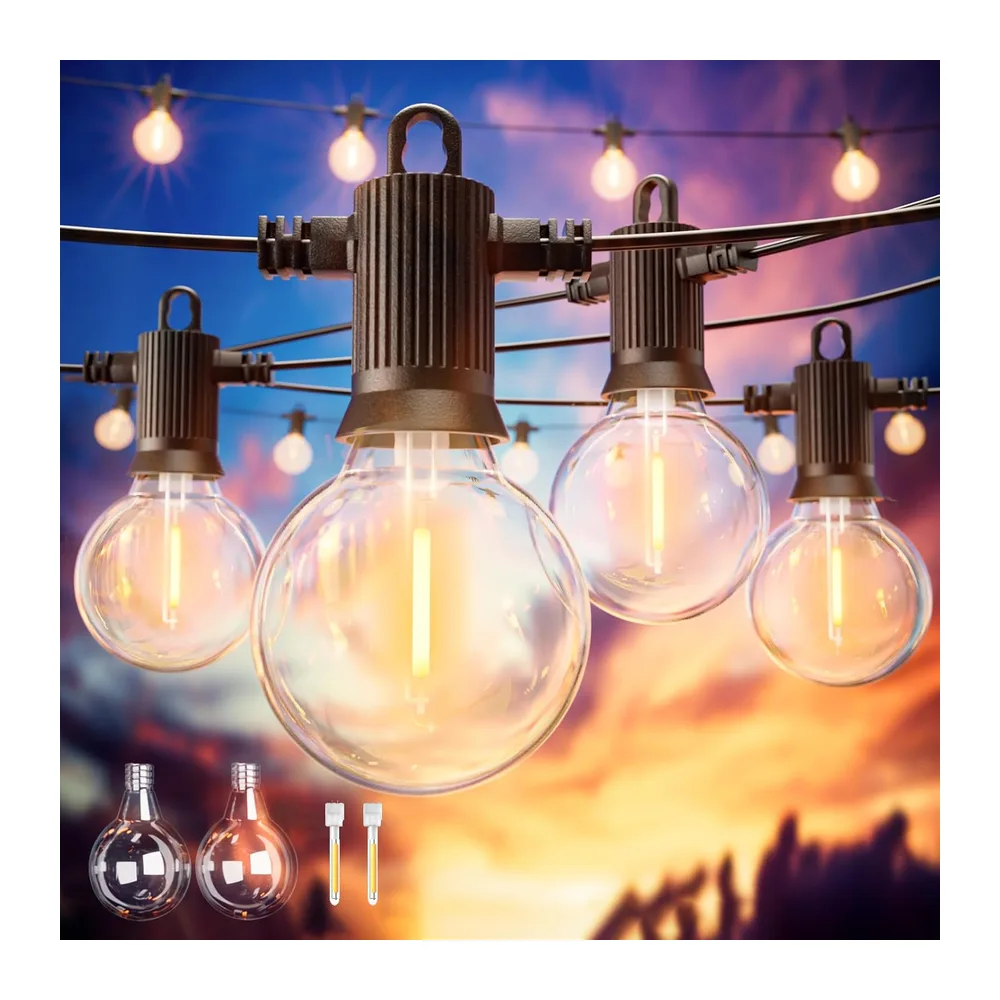 ZOTOYI Guirlande Guinguette Extérieur G40, 50FT/15M LED Guirlande Lumineuse Extérieure