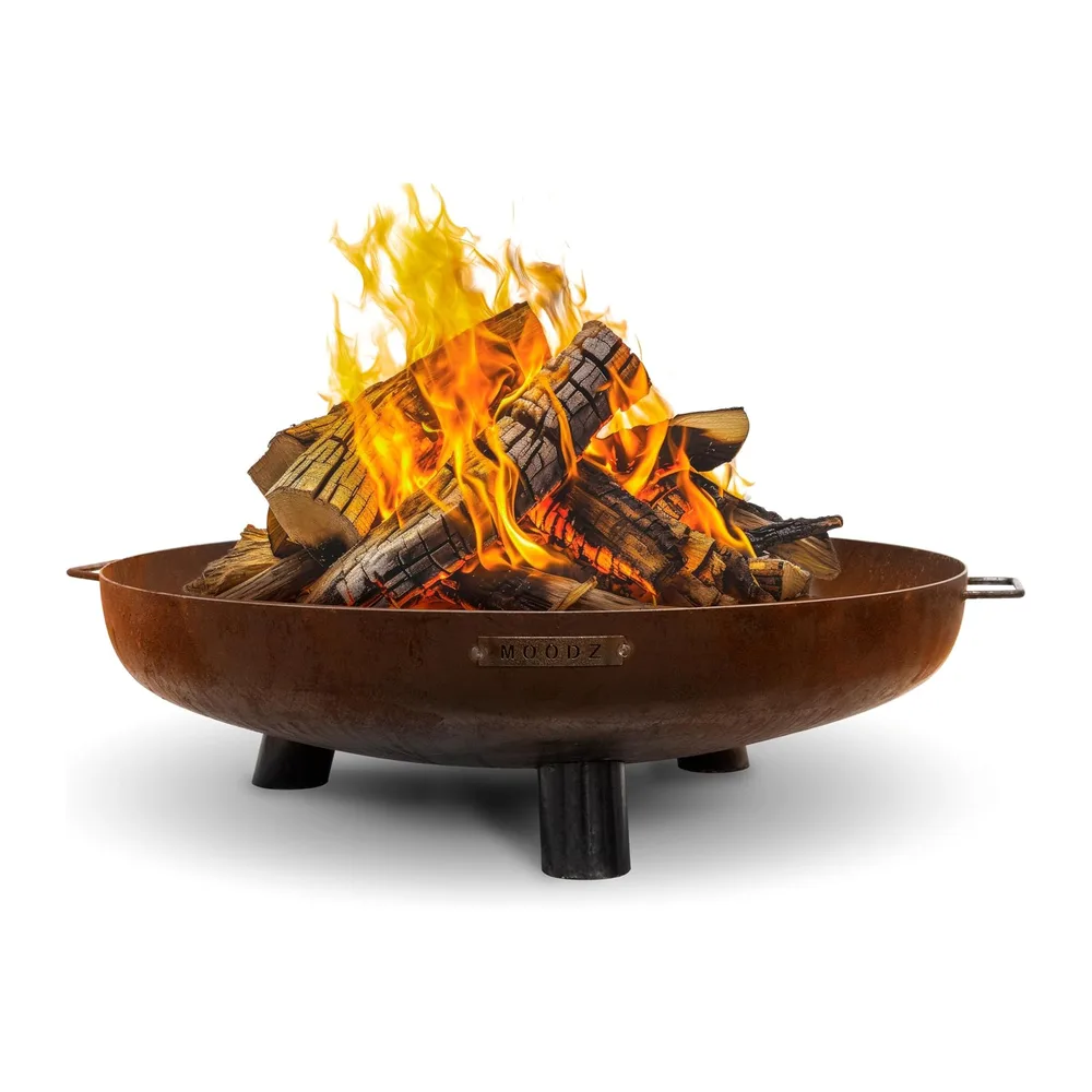 Moodz Brasero 80 Feet & Handle cm en Acier Corten – Bol à Feu Extérieur pour Le Jardin